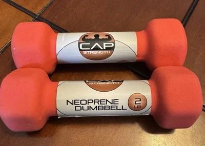 Mancuernas de neopreno rosa CAP Strength 2 lb cada una - Juego de 2 nuevas con etiquetas Foto 1 de 2