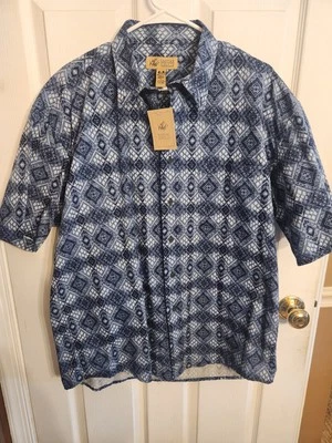 Camisa Lord & Taylor Clásica Informal Manga Corta Azul y Blanco Talla L 100% Algodón Foto 1 de 4