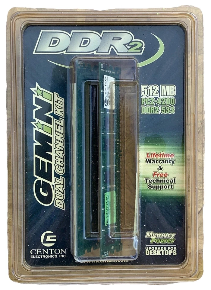 Centon DDR2 512MB Gemini Dual Channel Kit PC2-4200 DDR2 533 - Image 1 of 4