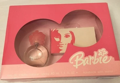 NUEVO Barbie Perfume Spray 1.3 OZ + Cuaderno con Espejo 2004 Rosa/Blanco Foto 1 de 4