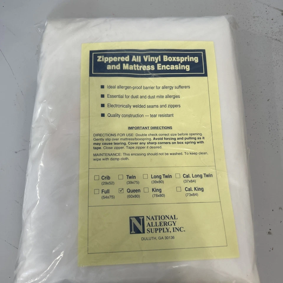 Funda de colchón y somier de vinilo con cremallera tamaño Queen National Allergy Supply Foto 1 de 1