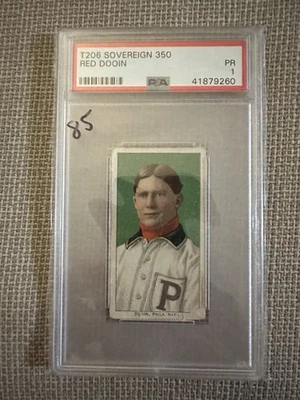 Cigarros Sovereign 1910 (T206) PSA 1 Red Dooin - Imagem 1 de 2