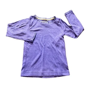 BODEN Girls Pointelle Long Sleeve Shirt-Lace Trim Lavender Purple Size 7/8 Yrs - Picture 1 of 3