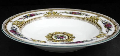 Wedgwood Columbia White Rim Soup Bowl Center Floral Green Trim - Image 1 of 4