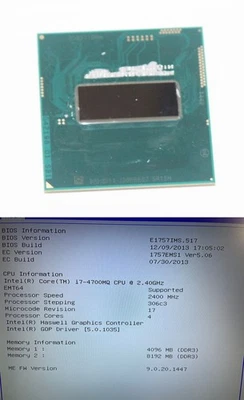 Intel Core i7-4700MQ 2.40GHz CPU 6MB 5GT/s Socket G3 SR15H Quad Core Processor - Image 1 of 4