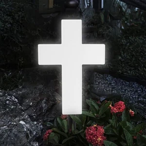 Solar Power LED Cross Light Eternal Memorial Lamp Garden Cemetery Grave - Picture 1 of 12