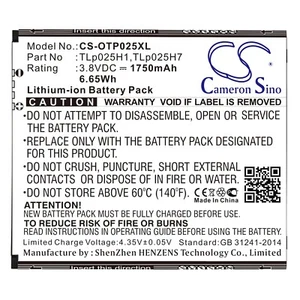 Batterie 1750mAh TLp025H1 TLp025H7 Pour Alcatel One Touch POP 4, OT-5051 5051D - Afbeelding 1 van 3
