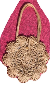 Vintage Straw Purse Shoulder Bag Handmade Philippines Tropical Coastal Boho Chic - Picture 1 of 11