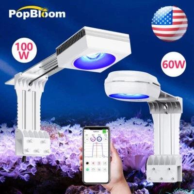 PopBloom RL60 RL90 LED Reef Aquarium Marine Light Full Spectrum for Reef Growth - Image 1 of 4