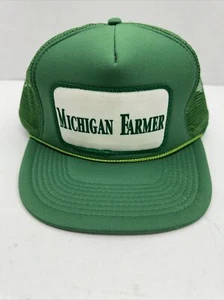 Vintage Michigan Farmer Patch Foam Mesh Trucker Hat Vtg 80s 90s Farm Country USA - Picture 1 of 7