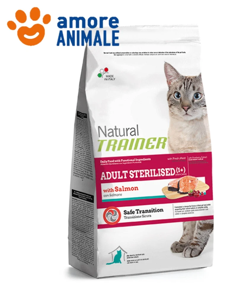 Trainer Natural Gatto Adult Sterilised con Salmone 10 kg (ex sacco 12,5 kg) - Image 1 of 1