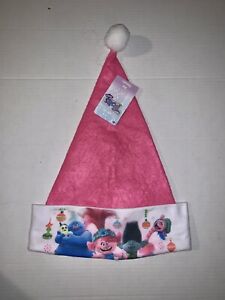 Trolls Holiday Pink Santa Hat with Pom Pom Ball Snowflake Imprint 15x12”