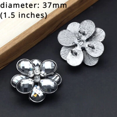 1X DIY Glitter Rhinestone Diamond Buttons Flower Shape Craft for Costume Buttons - Image 1 of 4