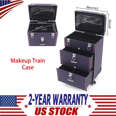 Estuche Tren Maquillaje, Estuche Carrito Maquillaje Rodante, Organizador Esmalte de Uñas con 4 Ruedas Foto 1 de 4