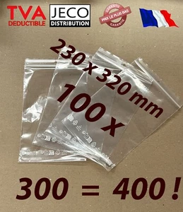 LOT 100 sachets pochette plastique zip 230x320 23x32 alimentaire 50 microns f - Imagen 1 de 1