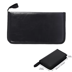 80 Disc CD Holder DVD Case Storage Wallet VCD Organizer Faux Leather Zipper Bag - Picture 1 of 8