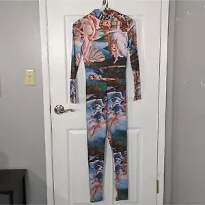 Renaissance Jumpsuit Cherub Print Mock Neck Langarm Body Art Style Gr. S - Bild 1 von 9