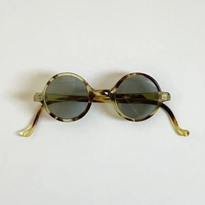 Vintage French Round Sunglasses 40s Celluloid Frame Green Lens Rare From Japan - Picture 1 of 13
