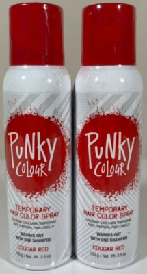 (2) Spray de color de cabello temporal Punky Colour en rojo puma - 3,5 oz, nuevo lote de 2 Foto 1 de 2