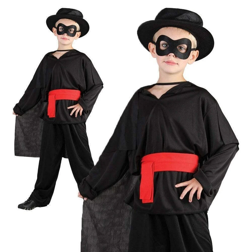 Boys Bandit Costume Boys Zorro Highway Man Book Week Fancy Dress Outfit New - Image 1 of 1