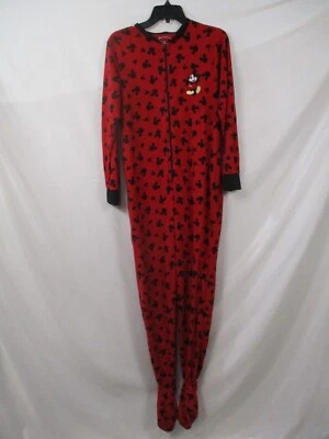 Mickey Mouse Union Suit Pajamas Womens Medium 8-10 Red Disney Zip Footed - Image 1 of 4