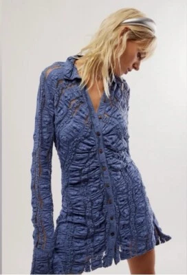 FREE PEOPLE Shayla кружева мини-платье джинсовой ткани серый размер XS новый с Ярлыками $158 - Изображение 1 из 4