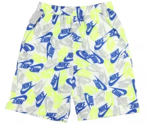 NIKE Boys AOP Logo Woven Shorts sz XL X-Large White Gray Blue Volt Athleisure - Picture 1 of 2