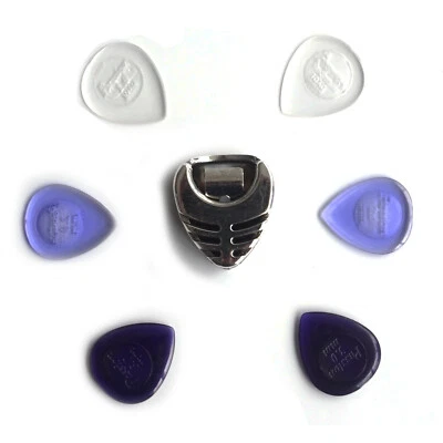 6x Large Stubby Picks with Holder Dadi Lexan Plectrums Choice of Gauge