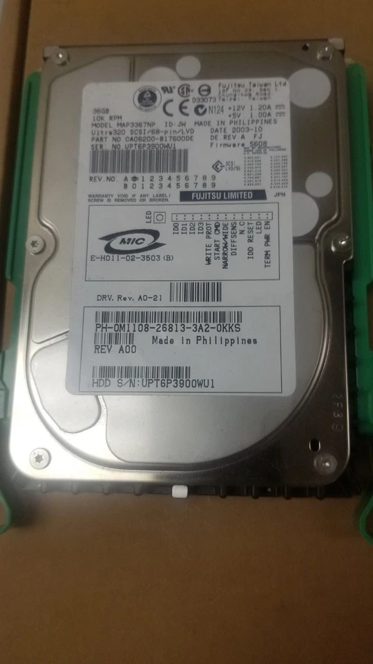 Dell M1108 FUJITSU MAP3367NP 36GB 10000RPM 68 Pin SCSI 3.5" Hard Drive  - Image 1 of 1