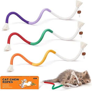 Cat Toys Chew Ropes 3Pcs with Refillable Natural Catnip, Safe Teeth Cleaning Toy - Picture 1 of 12