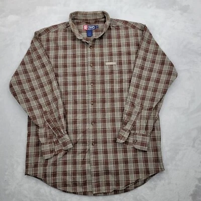 Camisa Chaps Ralph Lauren Para Hombres Grande Marrón A Cuadros Deportista Vestido Abotonado Adulto Foto 1 de 4
