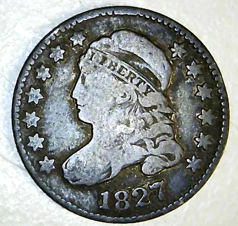 1827 US Capped Bust Dime - Great Early Date Coin      (TA79) Cover