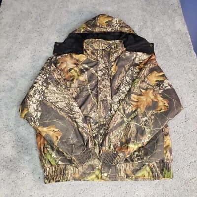 VTG Woolrich Camo Jacket Mens L Long Sleeve Detachable Hood Mossy Oak Breakup - Image 1 of 4
