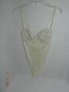 VTG Ivory Bridal Satin & Lace Victorias Secret Lingerie Teddy Sz S gold label - Picture 1 of 5
