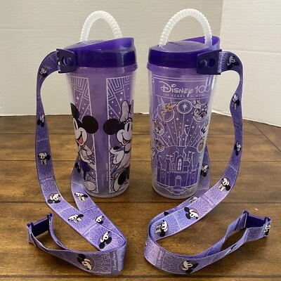 Disneyland 100 Años de Maravilla Taza Púrpura Soda Recuerdo Vaso Lote de 2 Foto 1 de 4