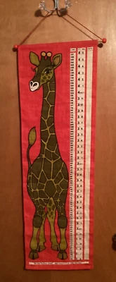 Cute Vintage MCM Ulster Irish Linen Wall Hanging Giraffe Growth Chart - Art - Image 1 of 4