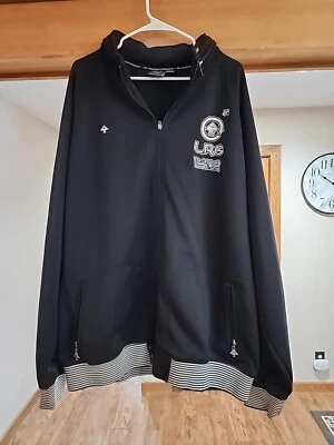 LRG Lifted Research Group Track jacket Mens 4XL XXXXL Zip Up Black EUC  - Image 1 of 4