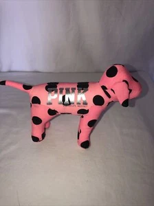 Victoria Secret Pink 6 Zoll Hund Plüsch rosa Farbe schwarz Pokadots Love Pink Happy - Bild 1 von 5