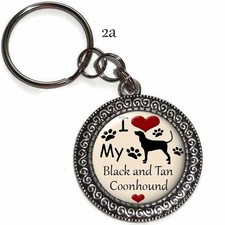 Black and Tan Coonhound Dog Key Ring Key Chain Purse Charm Zipper Pull Handmade