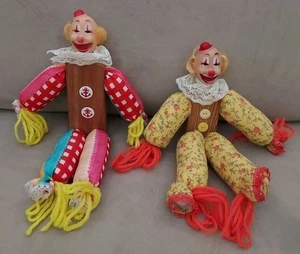 2 Muñecas Payaso Pioneros de América Teléfono del Consejo de Piamonte De Colección Madera y Plástico - Imagen 1 de 15