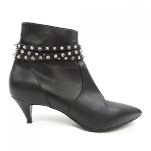 SAINT LAURENT Boots Women's Size 37.5 Black Leather - Picture 1 of 6