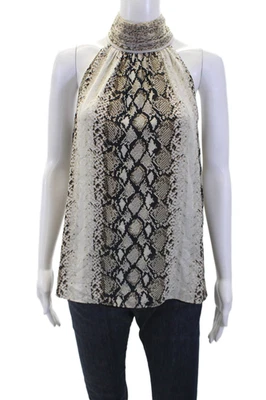 Blusa sin mangas con cuello halter estampado de piel de pitón marrón talla XS Joie para mujer Foto 1 de 4