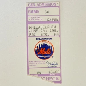 Mets vs Phillies Ticket 6/24/1983, Steve Carlton Win, Pete Rose, Joe Morgan - Picture 1 of 7