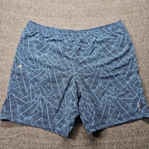 Eddie Bauer Swim Trunks Shorts Mens Medium Blue Floral XL Waist 8" Inseam Lined - Picture 1 of 10