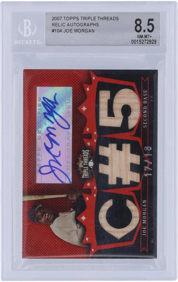Tarjeta de 8,5 Topps Triple Threads TTRA-104 17/18 BGS firmada por Joe Morgan Colt .45s '07 Foto 1 de 4