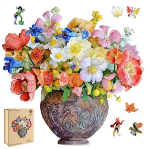 Wooden Puzzles for Adults 200 Pieces Jigsaw Puzzles Unique 200Pcs Flower - Picture 1 of 7
