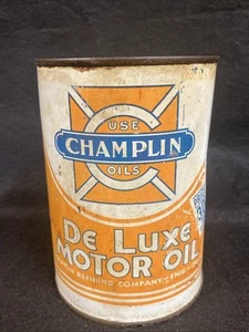 Vintage 1930’s-Era Champlin Deluxe Motor Oil 1 Quart Can - Enid, OK, Petroliana - Picture 1 of 8