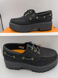 Timberland scarpe classiche da donna Stone Street Boat nere UK 6,5 US 8,5 nuove con scatola - Foto 1 di 7