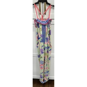 Matilda Jane Floral Jumpsuit Ruffle Trim Pockets Girls Size 14 - Picture 1 of 4
