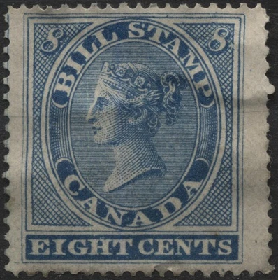 Canada 1864 VanDam #FB8 - 8c blue bill stamp, 1st issue, perf 13.5X12.5, MNG - Image 1 of 2